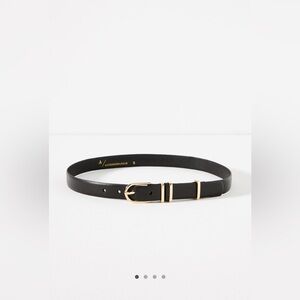 NWT Anthropologie Basic Keeper Black Leather Belt size L